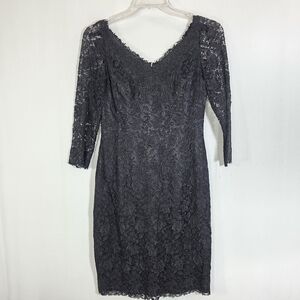 Helen Morley ⏰ Elegant Black Lace Long Sleeve Dress Sz 6